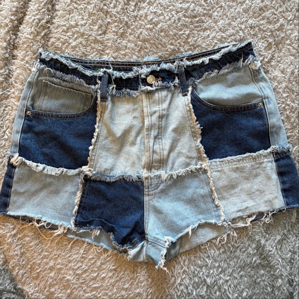 Wild Fable Patchwork Frayed Jean Shorts Size 14